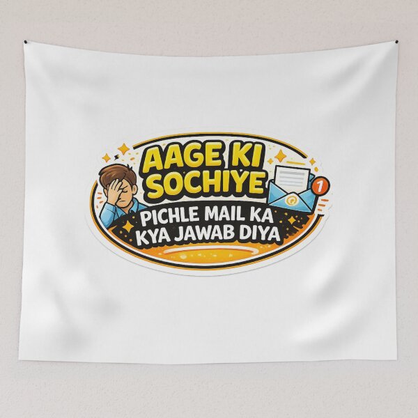 Item preview, Aage Ki Sochiye Funny Office Email Sticker | Hindi English Work Humor designed and sold by RelateAndTee.