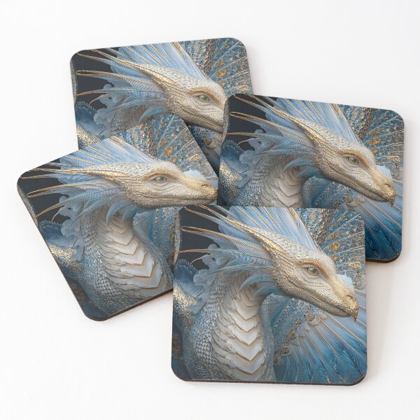 Item preview, Majestic Blue Dragon with Intricate Feather Details designed and sold by Artessie.