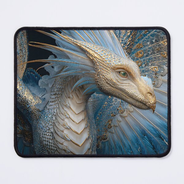 Item preview, Majestic Blue Dragon with Intricate Feather Details designed and sold by Artessie.