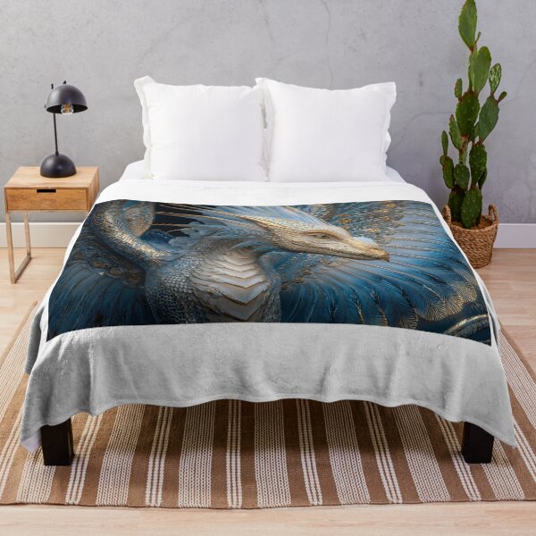 Item preview, Majestic Blue Dragon with Intricate Feather Details designed and sold by Artessie.