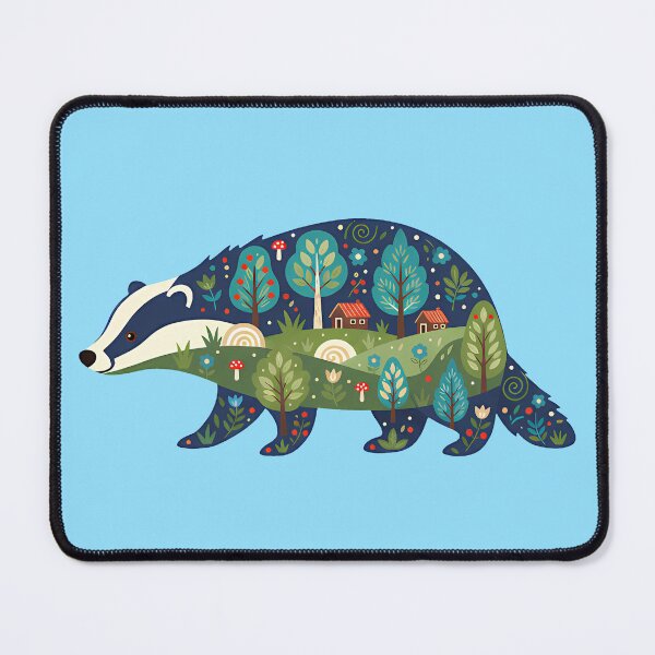 Item preview, Badger Silhouette with Forest Scene – Scandinavian Folk Art by heidiannemorris © designed and sold by FOLK ART FUSION by heidiannemorris.