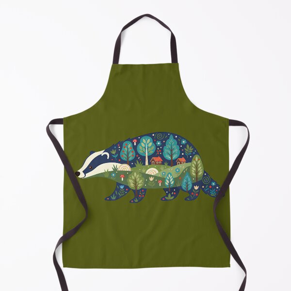 Item preview, Badger Silhouette with Forest Scene – Scandinavian Folk Art by heidiannemorris © designed and sold by FOLK ART FUSION by heidiannemorris.