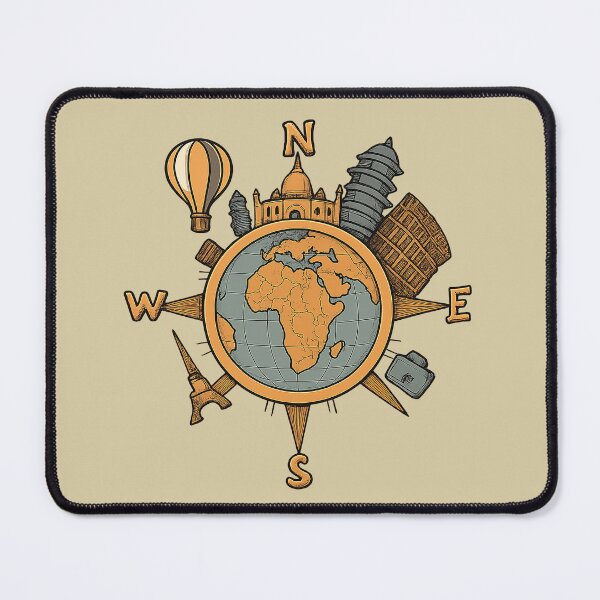 Item preview, Compass Globe with Global Landmarks – Travel Adventure Design designed and sold by TrendznHitz.