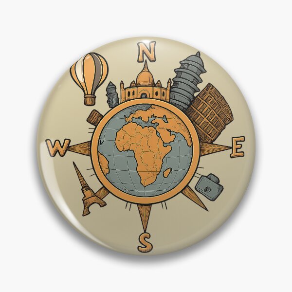 Item preview, Compass Globe with Global Landmarks – Travel Adventure Design designed and sold by TrendznHitz.