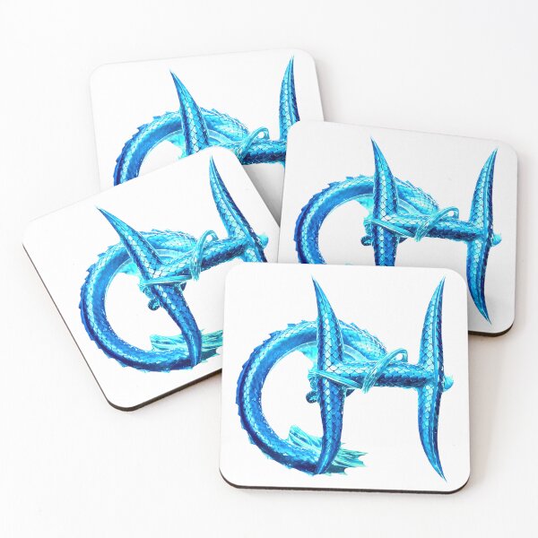 Item preview, Azure Dragon Monogram H – Mystic Blue Serpent Letter designed and sold by StickBuAndii.