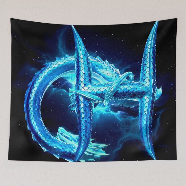 Item preview, Azure Dragon Monogram H – Mystic Blue Serpent Letter designed and sold by StickBuAndii.