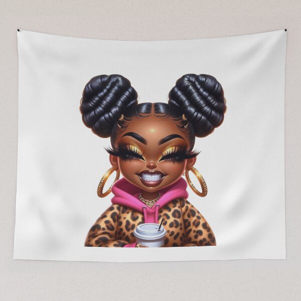 Item preview, Happy Chibi Black Girl Coffee Aesthetic Art designed and sold by Lulunza.