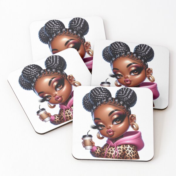 Item preview, Stylish Chibi Black Girl Holding Coffee Cup designed and sold by Lulunza.