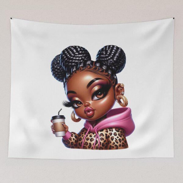 Item preview, Stylish Chibi Black Girl Holding Coffee Cup designed and sold by Lulunza.