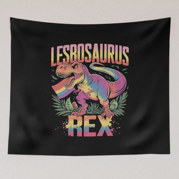 Item preview, Lesbosaurus Rex Dinosaur Rainbow Flag Tie Dye Lesbian Pride  designed and sold by AquaKiev.
