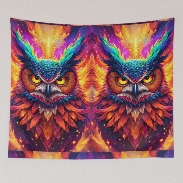 Item preview, Solarflare Owl Sovereign – Fiery Cosmic Guardian designed and sold by Neer arts.