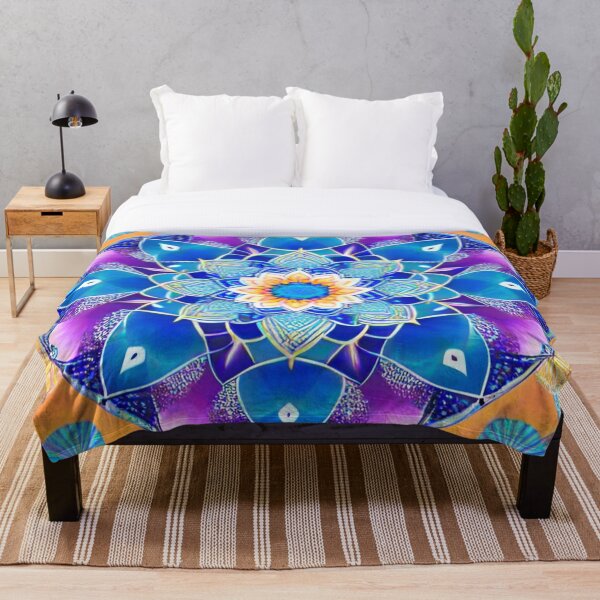 Artikelvorschau, Mandala-Blume in Blau, Orange und Lila entworfen und verkauft von Amras182.