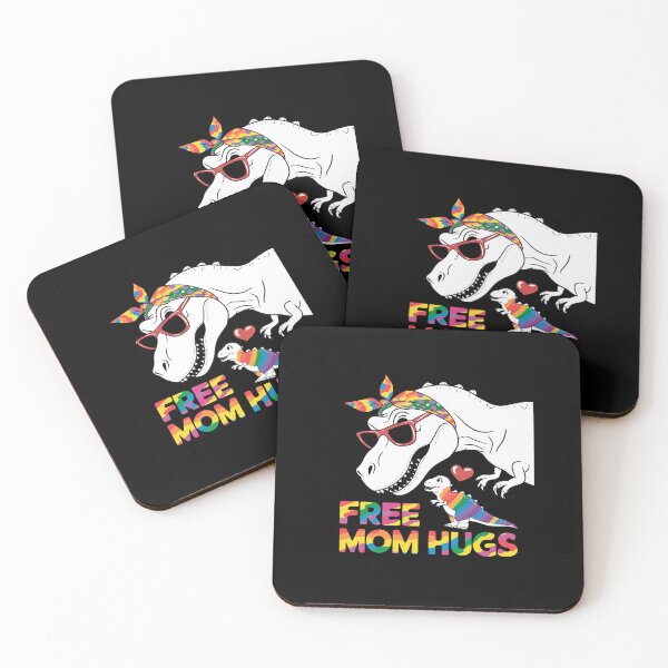 Item preview, LGBT Free Mom Hugs Dinosaur Rex Mamasaurus Ally Rainbow Flag  designed and sold by AquaKiev.