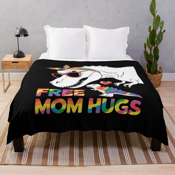 Item preview, LGBT Free Mom Hugs Dinosaur Rex Mamasaurus Ally Rainbow Flag designed and sold by AquaKiev.