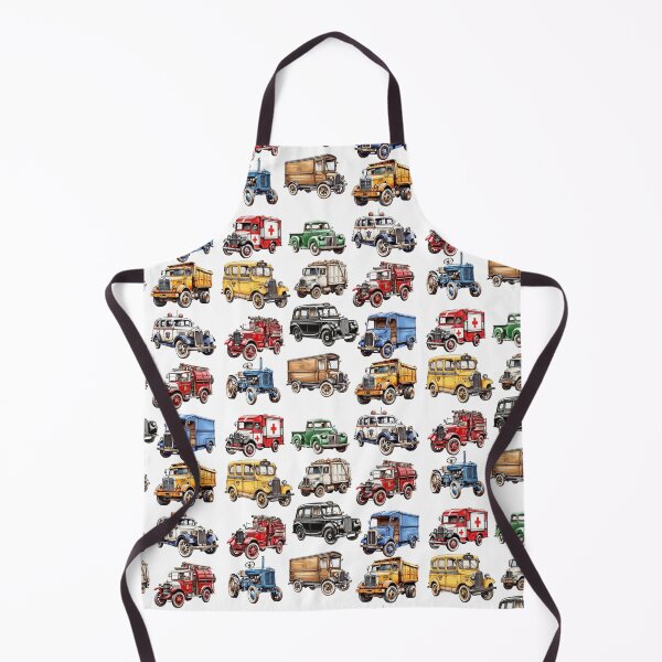 Item preview, Vintage Utility Vehicles Pattern – Retro Trucks, Emergency Cars & Classic Transport Illustration designed and sold by PAPIRO SIGLO XXI.