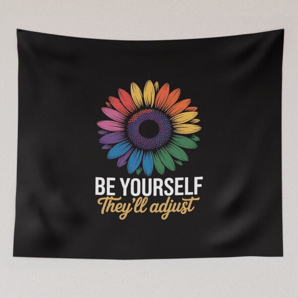 Item preview, Be Yourself They'll Adjust LGBTQ Gay Pride Rainbow Flag designed and sold by DarioRosales.