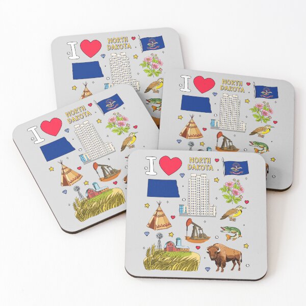 Item preview, North Dakota State Pride, Icons & Landmarks Illustrated Pattern designed and sold by mashmosh.