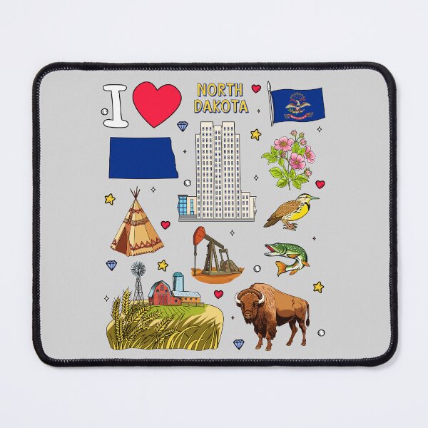 Item preview, North Dakota State Pride, Icons & Landmarks Illustrated Pattern designed and sold by mashmosh.