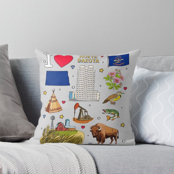 Item preview, North Dakota State Pride, Icons & Landmarks Illustrated Pattern designed and sold by mashmosh.