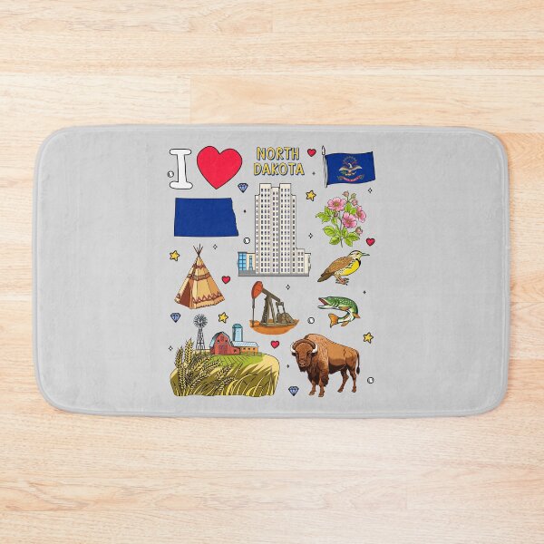 Item preview, North Dakota State Pride, Icons & Landmarks Illustrated Pattern designed and sold by mashmosh.
