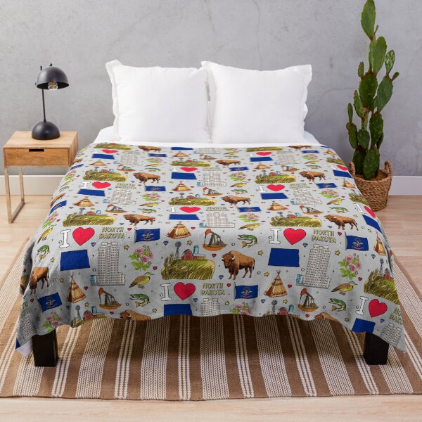 Item preview, North Dakota State Pride, Icons & Landmarks Illustrated Pattern designed and sold by mashmosh.