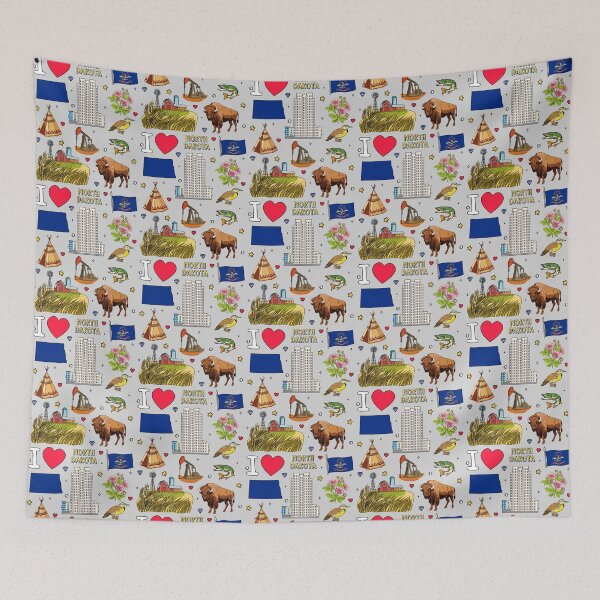 Item preview, North Dakota State Pride, Icons & Landmarks Illustrated Pattern designed and sold by mashmosh.