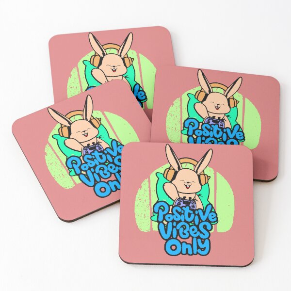 Item preview, Positive Vibes Only – Gamer Rabbit Laughing with Headphones designed and sold by AstronautMerch.