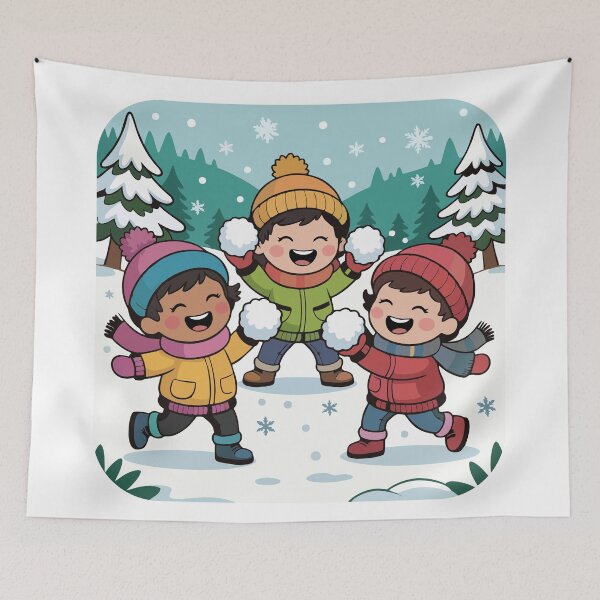 Item preview, Children are throwing themselves into the snow designed and sold by desinganddecor.