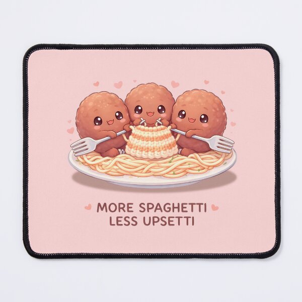 Item preview, More Spaghetti Less Upsetti | Cute Knitting Meatballs Kawaii Art designed and sold by HeavenStyleArt.