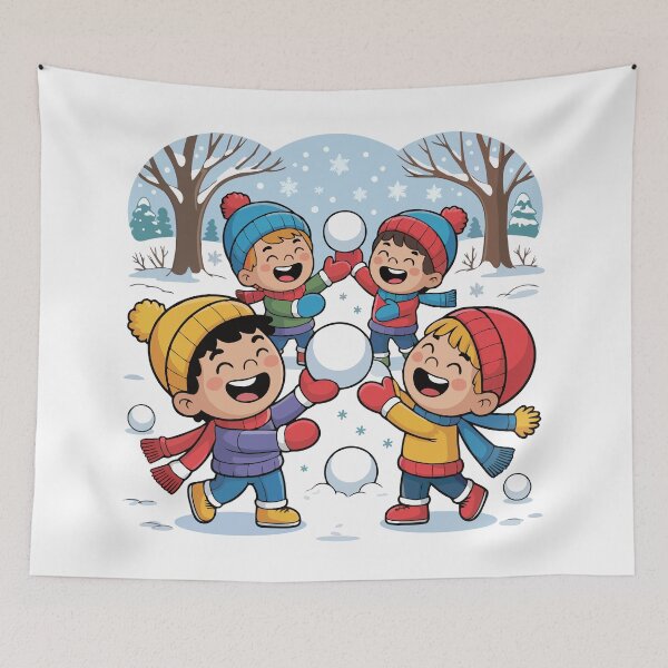 Item preview, Children are throwing themselves into the snow designed and sold by desinganddecor.