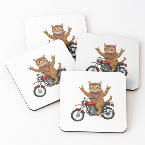Item preview, Cool Ginger Cat Riding Motorcycle Rock and Roll designed and sold by TeeARTHY.