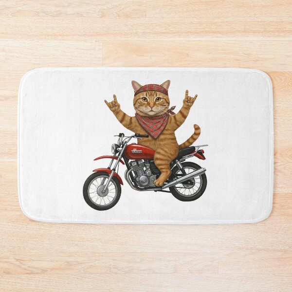 Item preview, Cool Ginger Cat Riding Motorcycle Rock and Roll designed and sold by TeeARTHY.