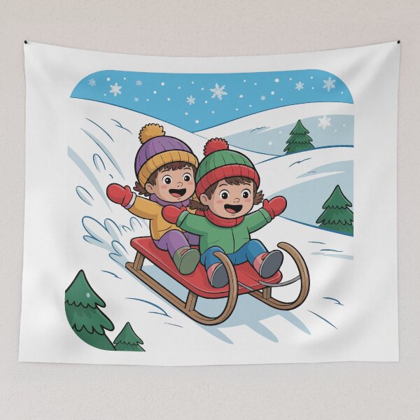 Item preview, Children sledding designed and sold by desinganddecor.