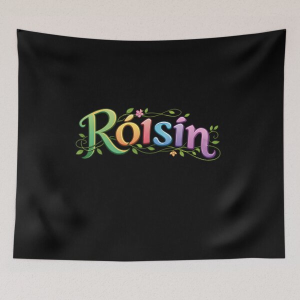 Item preview, Róisín Colourful Irish Name Design | Gaelic Script with Floral Vines designed and sold by bazstees54.