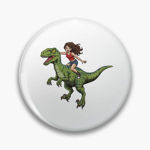 Item preview, Brave Girl Riding a Velociraptor Dinosaur designed and sold by TeeARTHY.