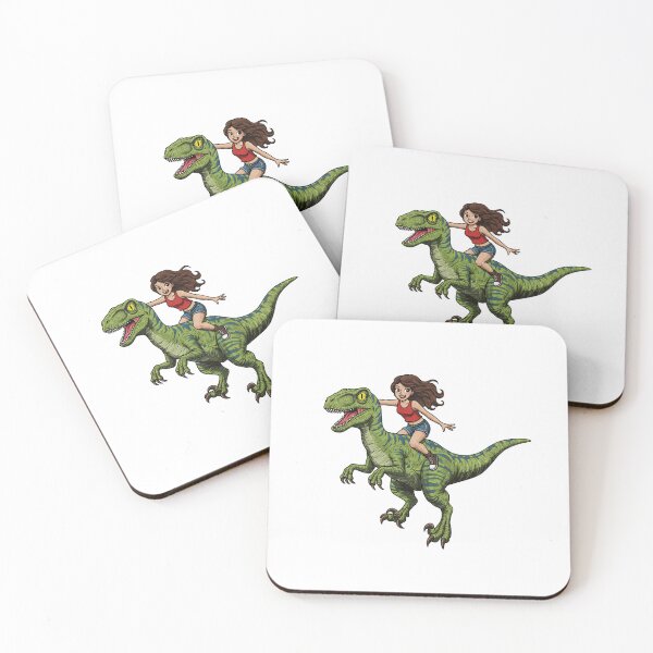 Item preview, Brave Girl Riding a Velociraptor Dinosaur designed and sold by TeeARTHY.