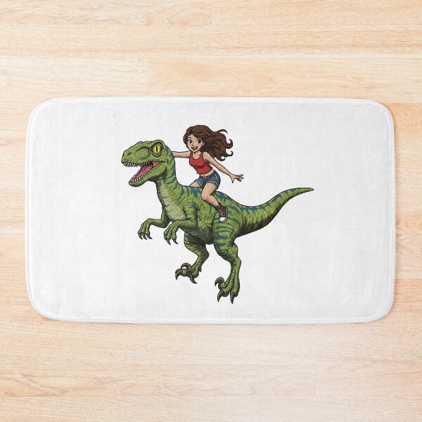 Item preview, Brave Girl Riding a Velociraptor Dinosaur designed and sold by TeeARTHY.