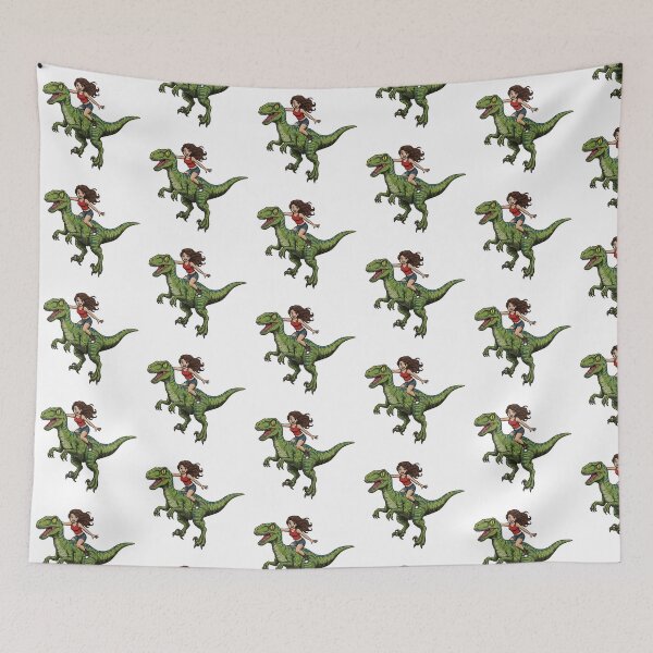 Item preview, Brave Girl Riding a Velociraptor Dinosaur designed and sold by TeeARTHY.