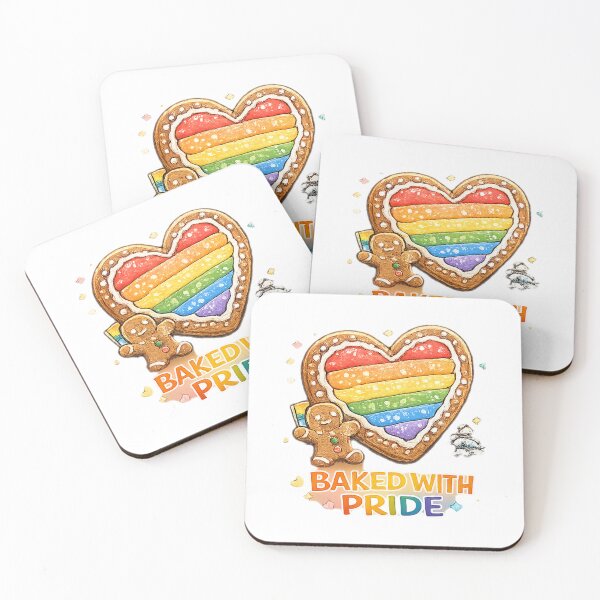 Item preview, Baked With Pride – Rainbow Heart Gingerbread (LGBTQ Pride Cookie) designed and sold by Elando1212.