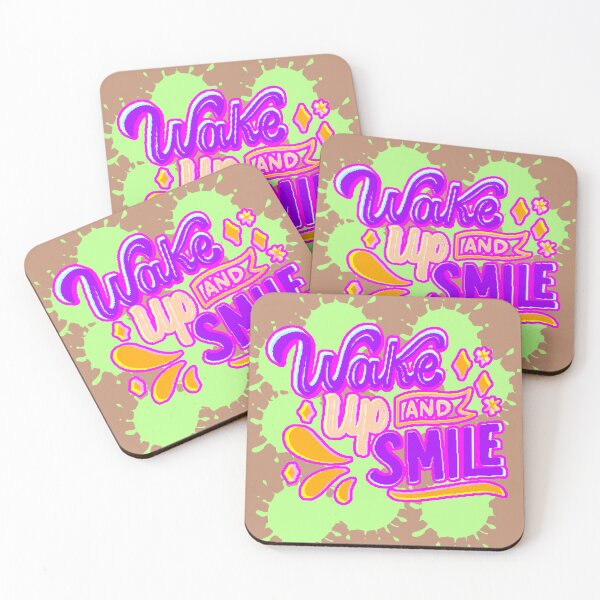 Item preview, Wake Up and Smile – Positive Phrase with Colorful Typography designed and sold by AstronautMerch.