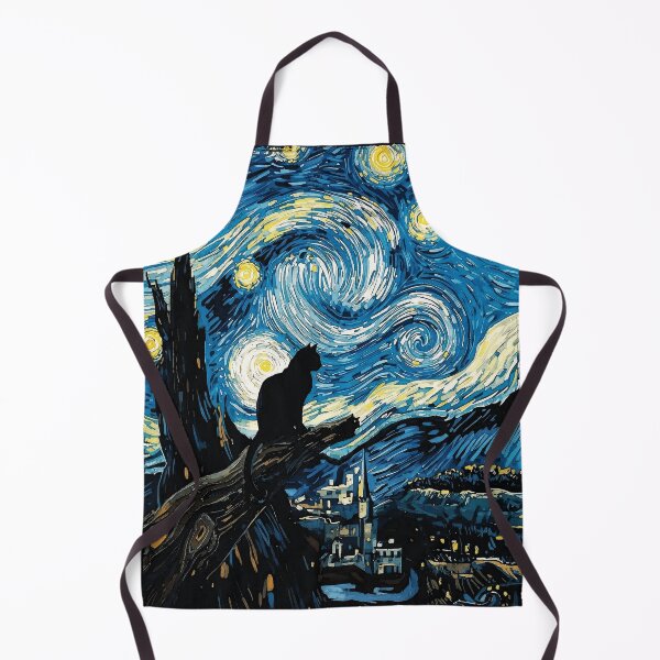 Item preview, Cat in the nigth with star and bats, impressionism, famous painting, Starry Night Style Van Gogh painting Cat Lover designed and sold by Collagedream.