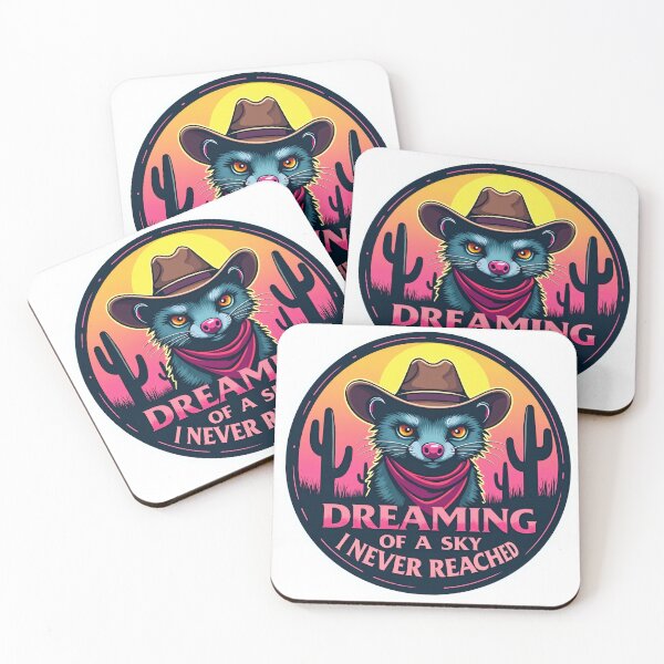 Item preview, Grumpy Cowboy Opossum Sticker - Dreaming of a Sky I Never Reached - Retro Desert designed and sold by The Grumpy Pet Club.