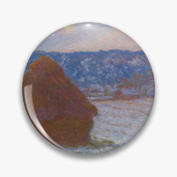 Item preview, Stack of Wheat Snow Effect Overcast Day by Claude Monet: Winter Impressionist Poster designed and sold by artofuniverse.