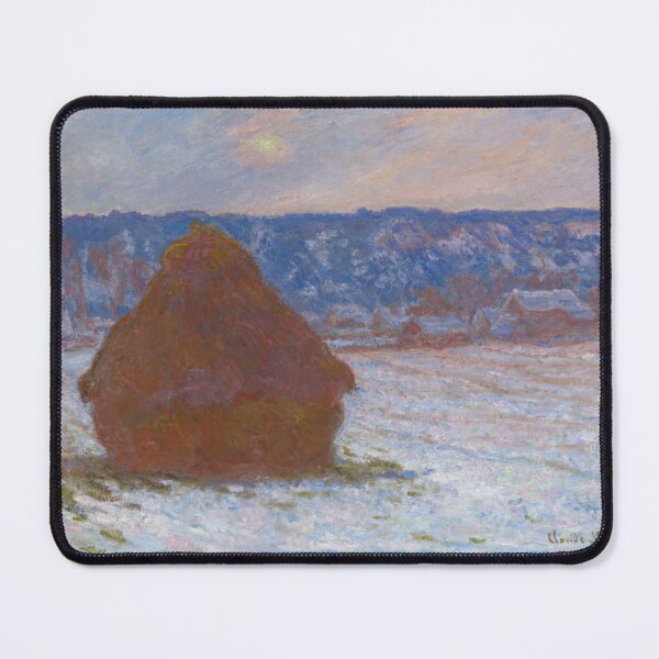 Item preview, Stack of Wheat Snow Effect Overcast Day by Claude Monet: Winter Impressionist Poster designed and sold by artofuniverse.