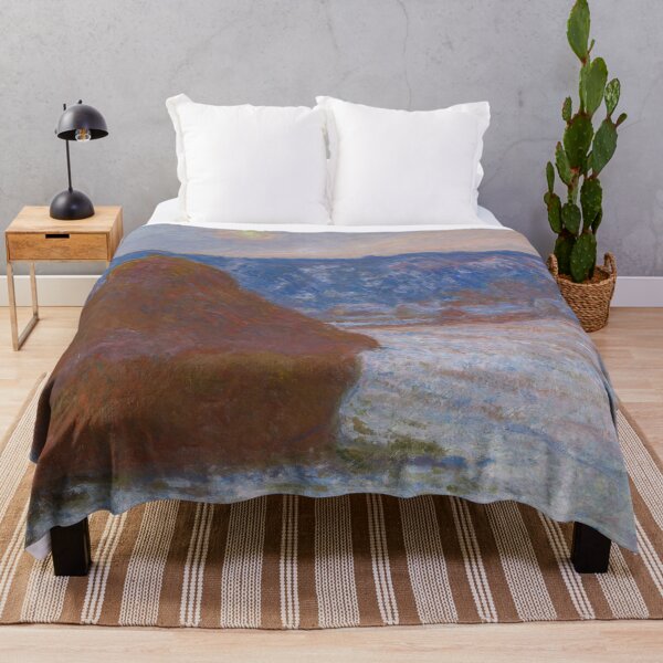 Item preview, Stack of Wheat Snow Effect Overcast Day by Claude Monet: Winter Impressionist Poster designed and sold by artofuniverse.