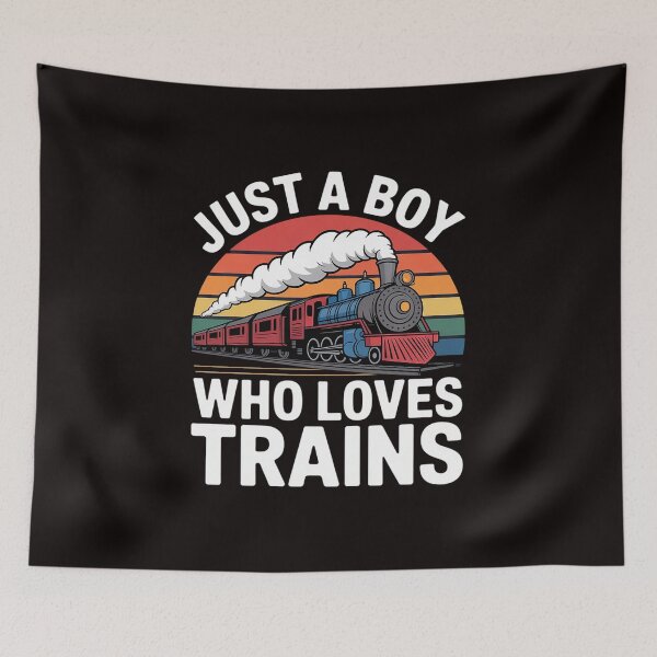Item preview, Kids Just A Boy Who Loves Trains-Graphic designed and sold by cherylbartlett.