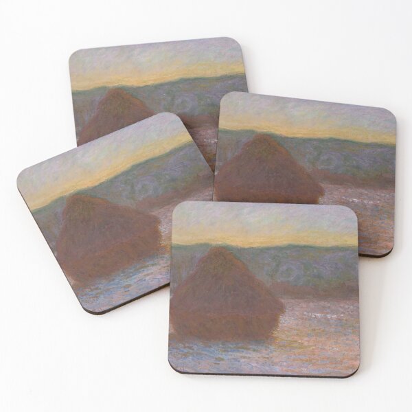 Item preview, Stack of Wheat Thaw Sunset by Claude Monet: Warm Impressionist Landscape Poster designed and sold by artofuniverse.