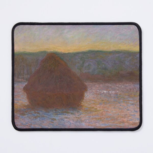 Item preview, Stack of Wheat Thaw Sunset by Claude Monet: Warm Impressionist Landscape Poster designed and sold by artofuniverse.