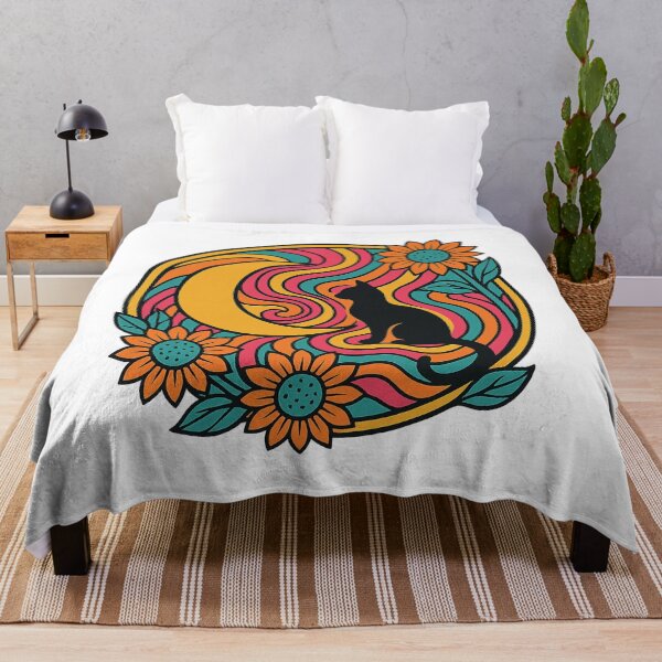 Item preview, Psychedelic Cat and Moon Floral Vortex designed and sold by chromatalove.
