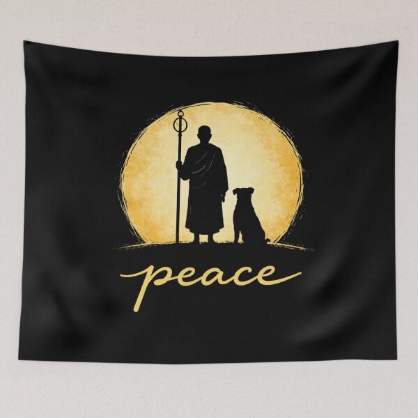Item preview, Peace Monk and Dog Zen Buddhist Spiritual designed and sold by SofenArt.